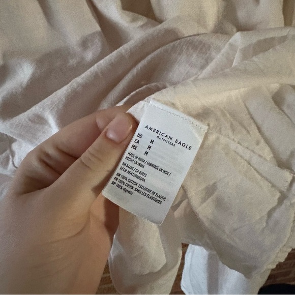American Eagle White Cinched Cotton Midi Dress Size Medium - Picture 5 of 6